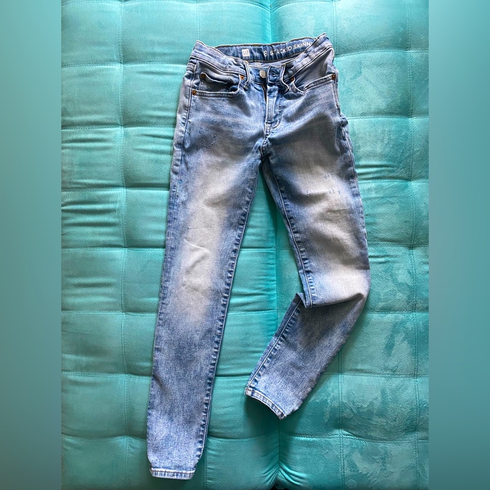 GAP stacked skinny fit jeans. Like new & great quality. Non smoking/no pet home